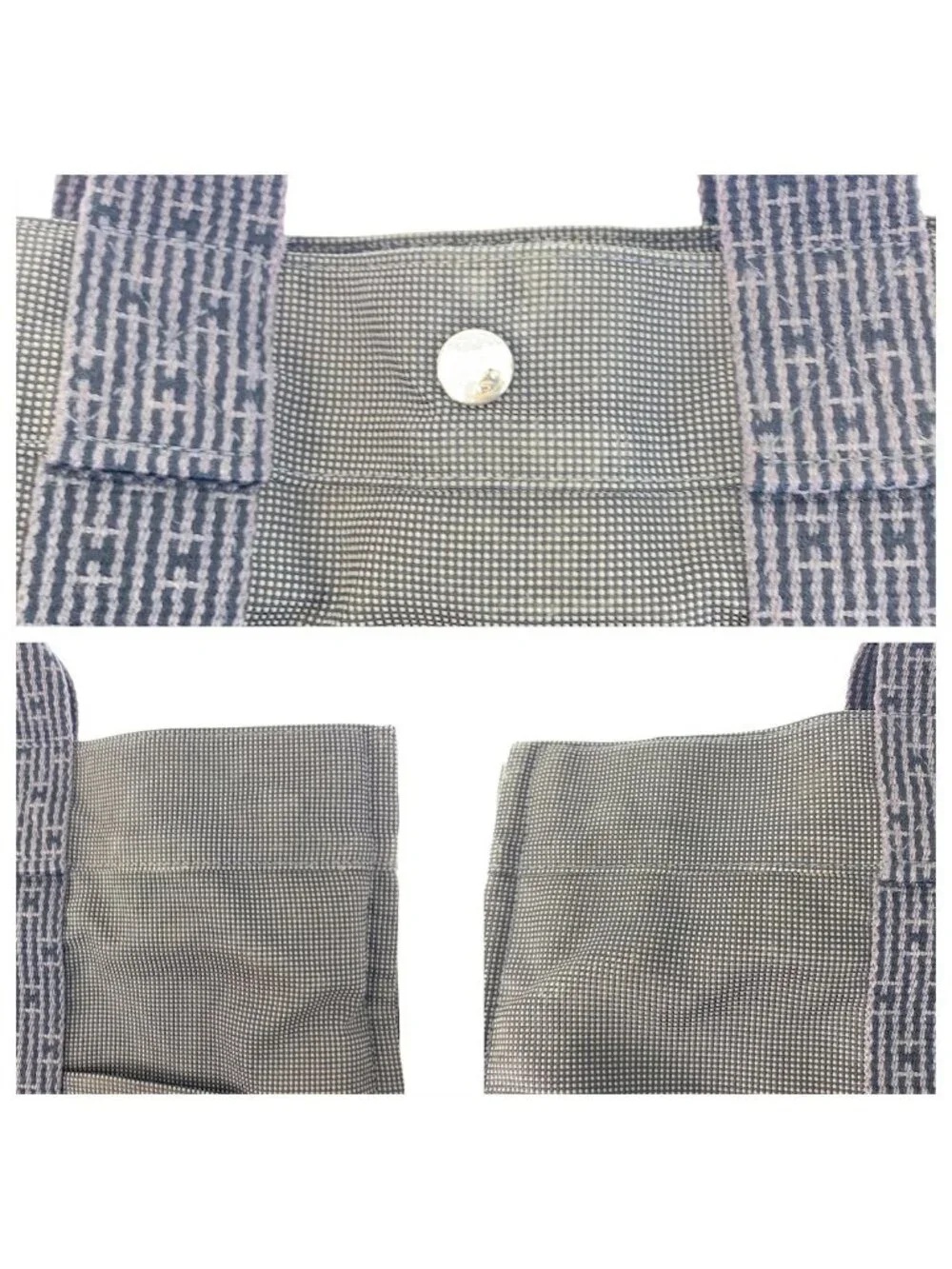 Hermes Her Line MM Gray Silver Canvas Tote